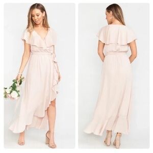 SHOW ME YOUR MUMU Jess Ruffle Midi Dress Antique Rose Pink Chiffon Size 2X Party